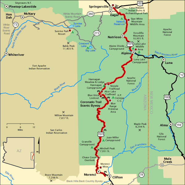 Arizona Coronado Trail map (image)